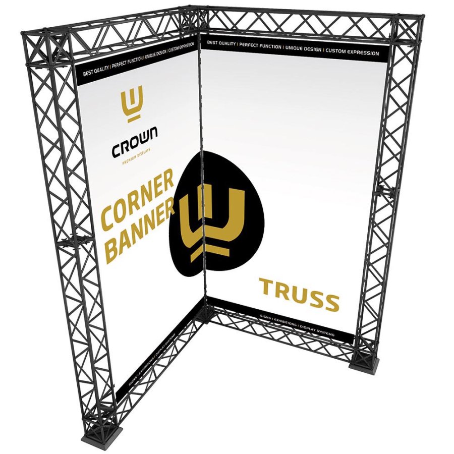 Crown Truss Corner Banner, 10 x 10 cm, black exhibition wall