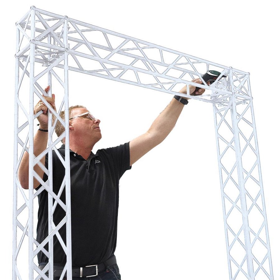 Crown Truss Corner Banner, 10 x 10 cm, white exhibition wall