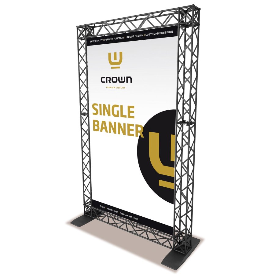 Crown Truss Single Banner, 15 x 15 cm, black exhibition wall