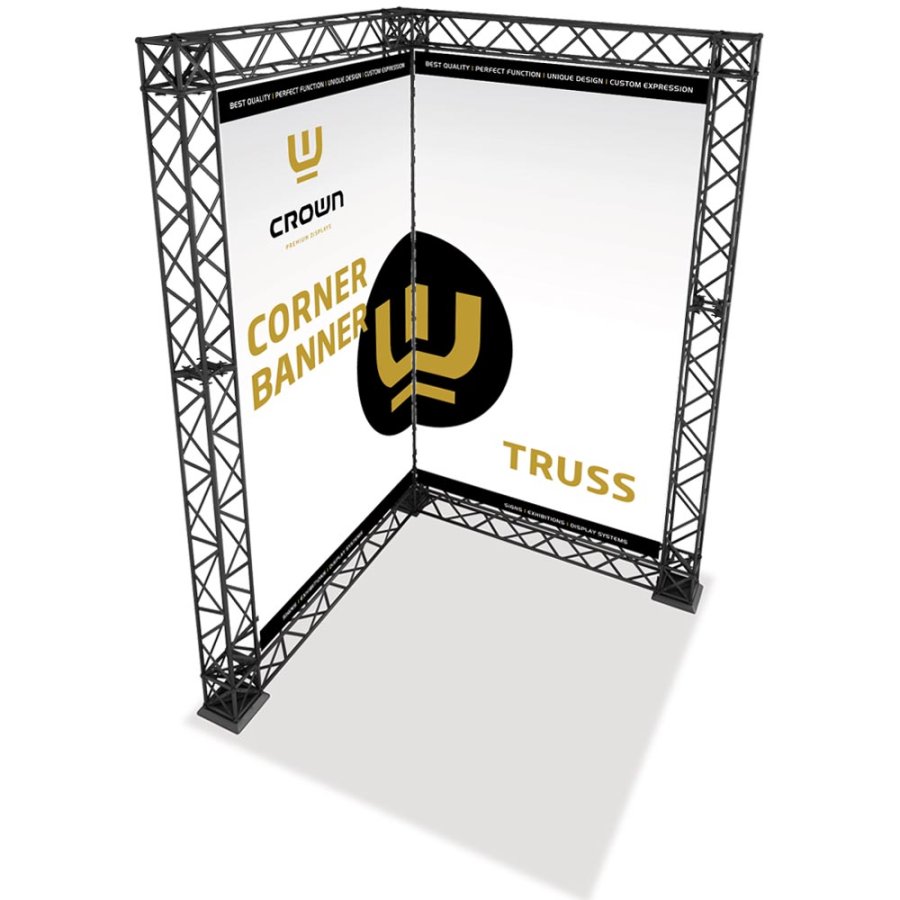 Crown Truss Corner Banner, 15 x 15 cm, black exhibition wall