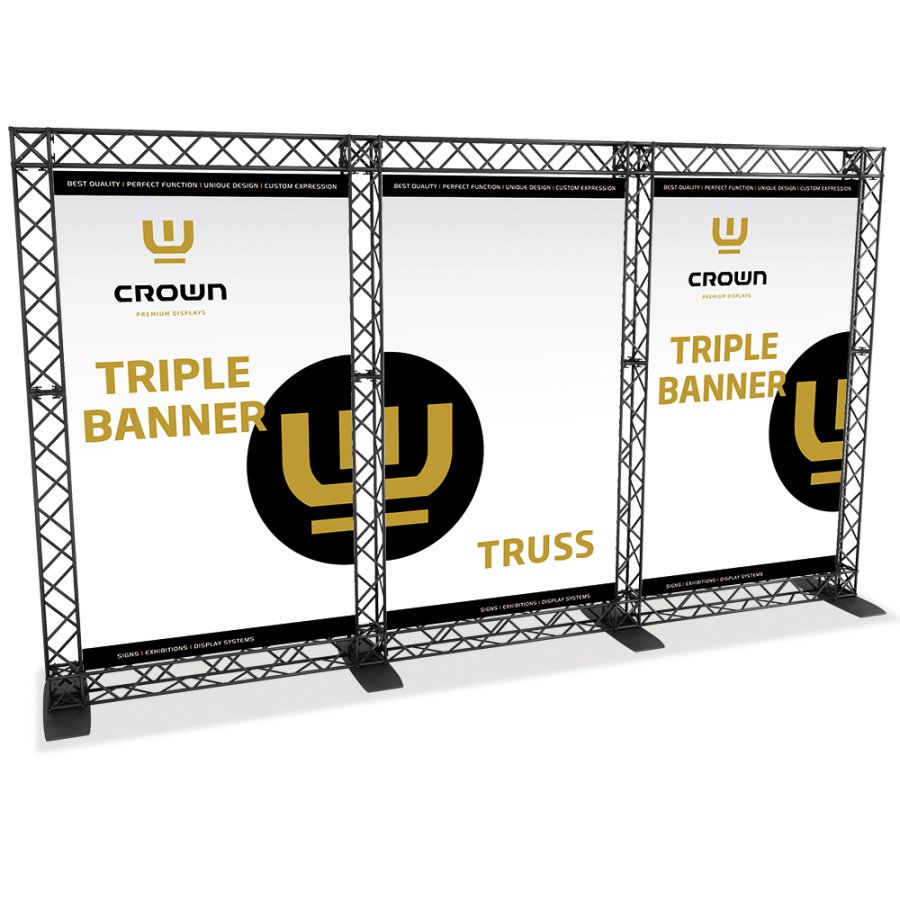 Crown Truss Triple Banner, 15 x 15 cm, black exhibition wall