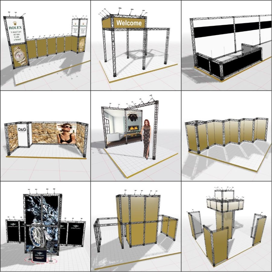 CROWN TRUSS 15 L-shape wall 3 x 3 m, 500 x 500 cm