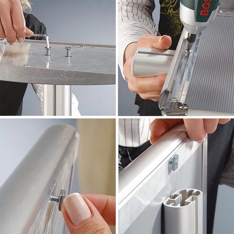 Mini Multi Stand with A4 Snap Frame and round shelf