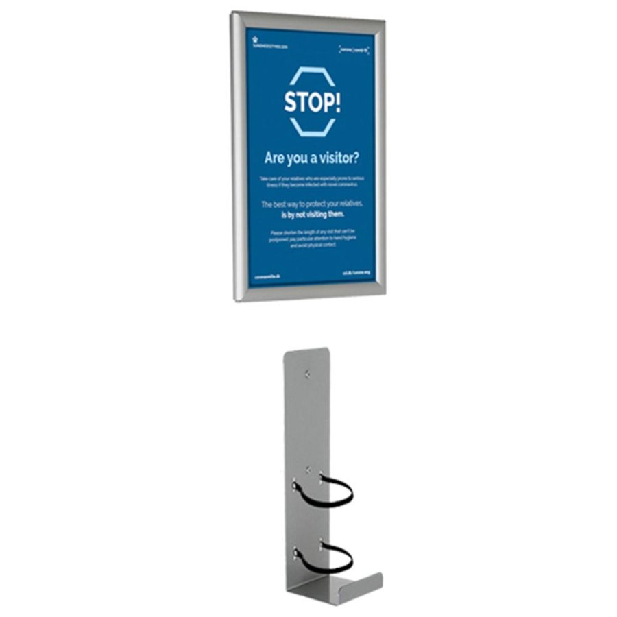 Hand Dispenser Shelf and Alu Snap Frame A4 - Wall set