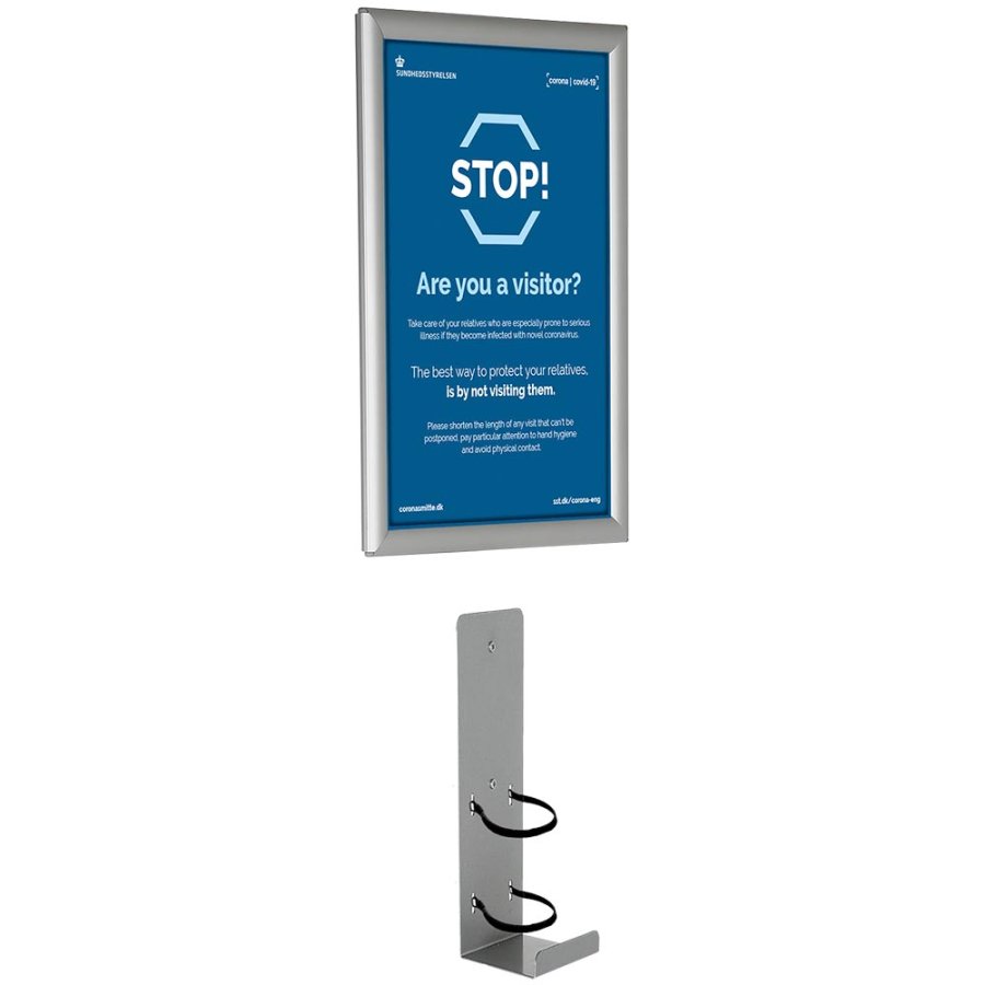 Hand Dispenser Shelf and Alu Snap Frame A3 - Wall Set