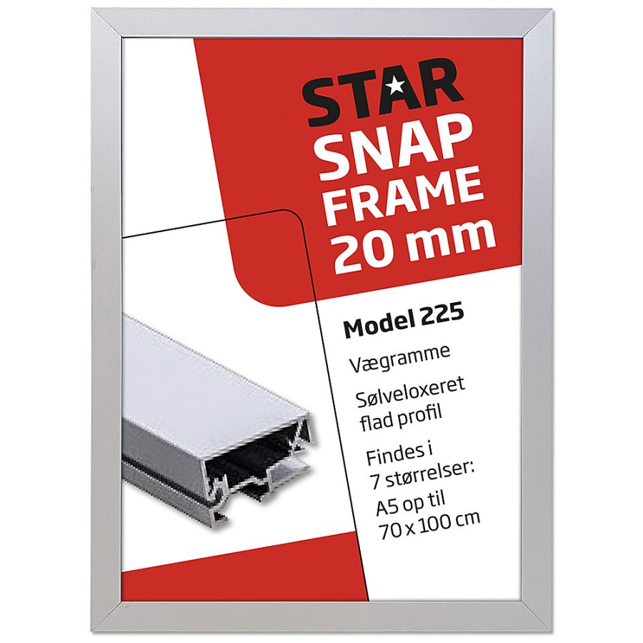 Alu snap frame, silver, 20 mm flat profile, 70 x 100 cm