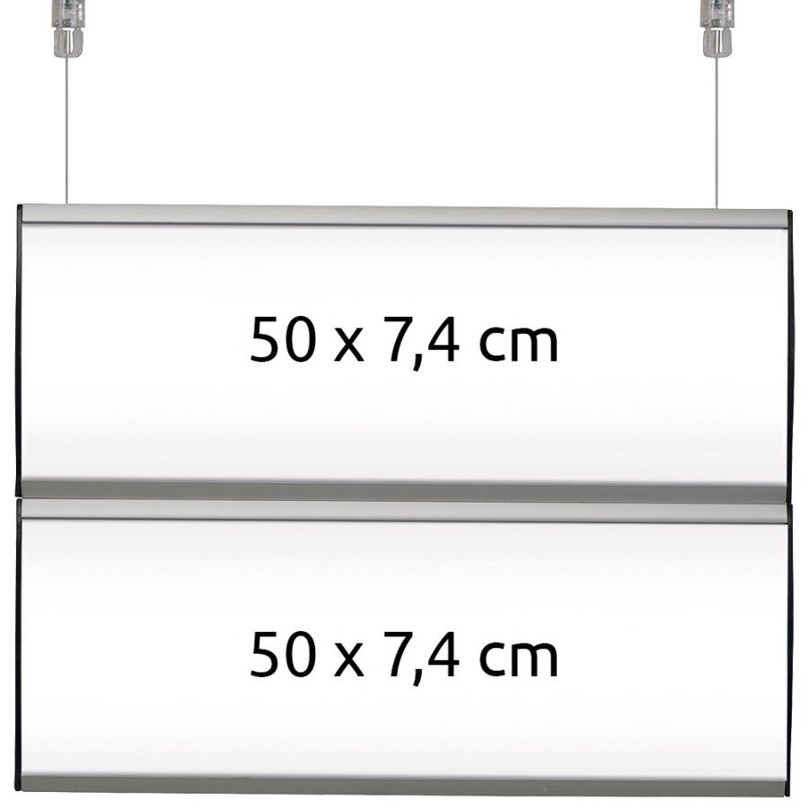 Ceiling Info System, double sided, 2 displays 7,4 x 50 cm