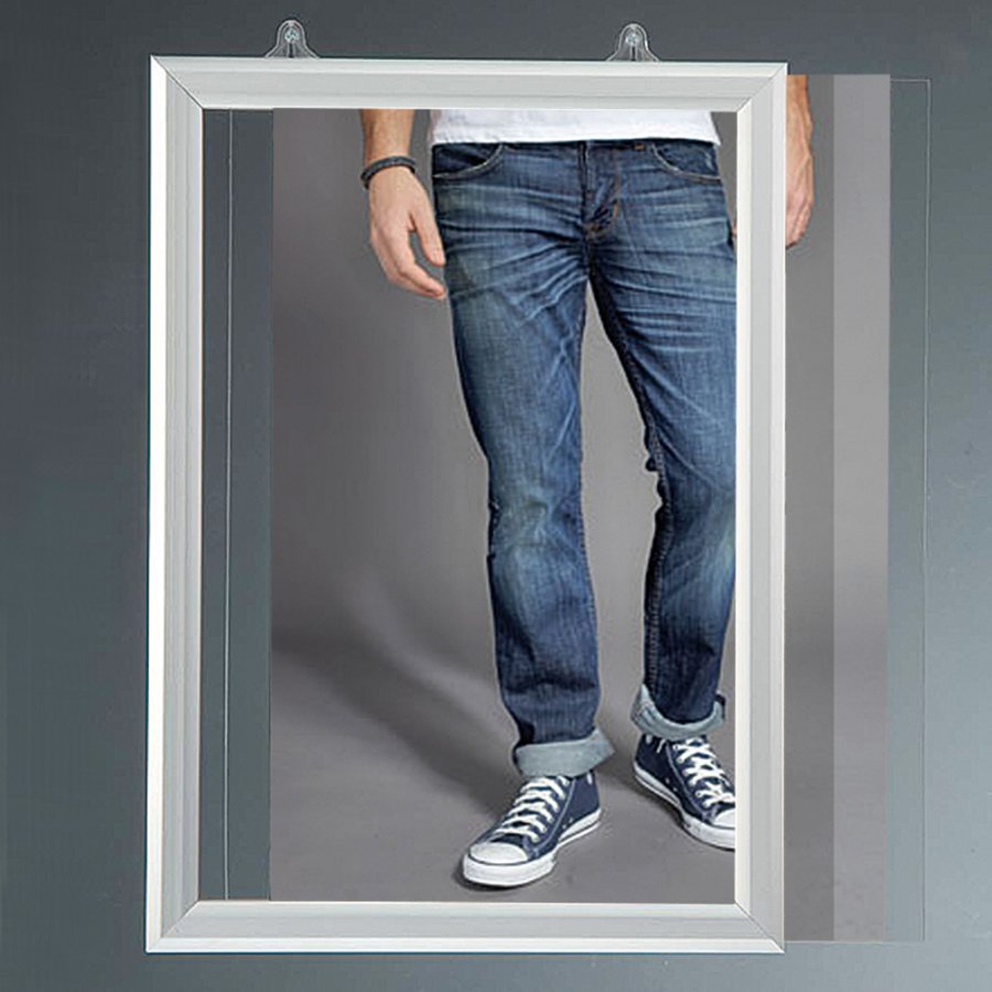 Slide-in frame, double sided, 25 mm, vertical, A4, alu/silver