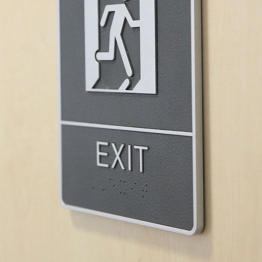 Exit Door Sign with Braille Square Pictogram | Danish Sign Export