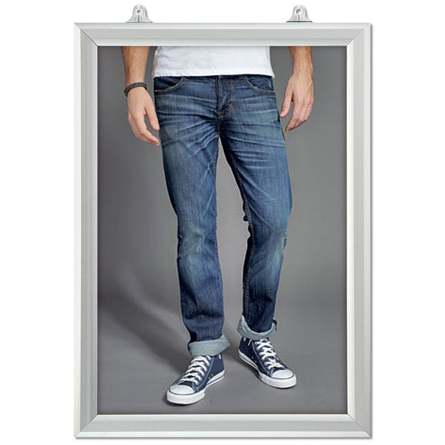 Slide-in frame, double sided, 25 mm, vertical, A3, alu/silver