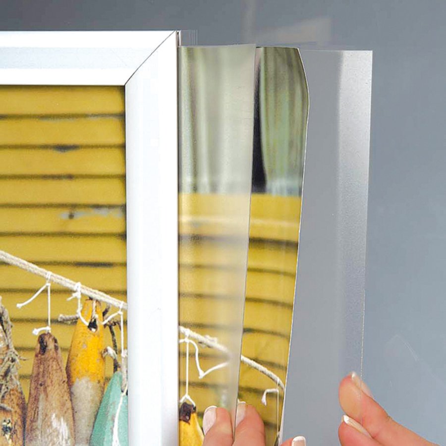 Slide-in frame, double sided, 25 mm, vertical, 50 x 70, alu/silver