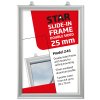 Slide-in frame, double sided, 25 mm, vertical, 50 x 70, alu/silver #6