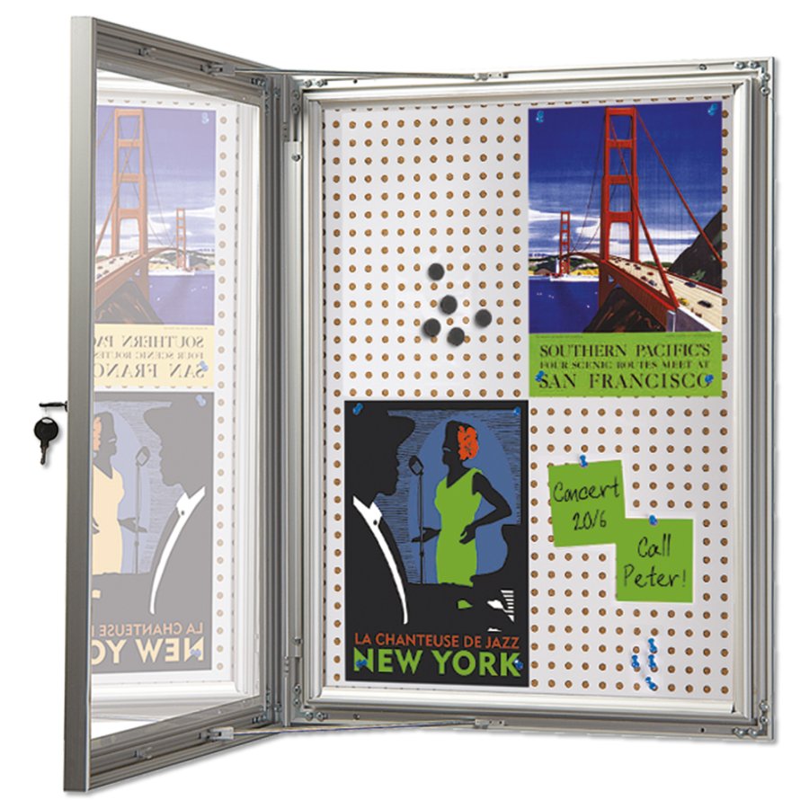 Infobox Combi with lock, 45 mm, 4 x A4, alu/silver