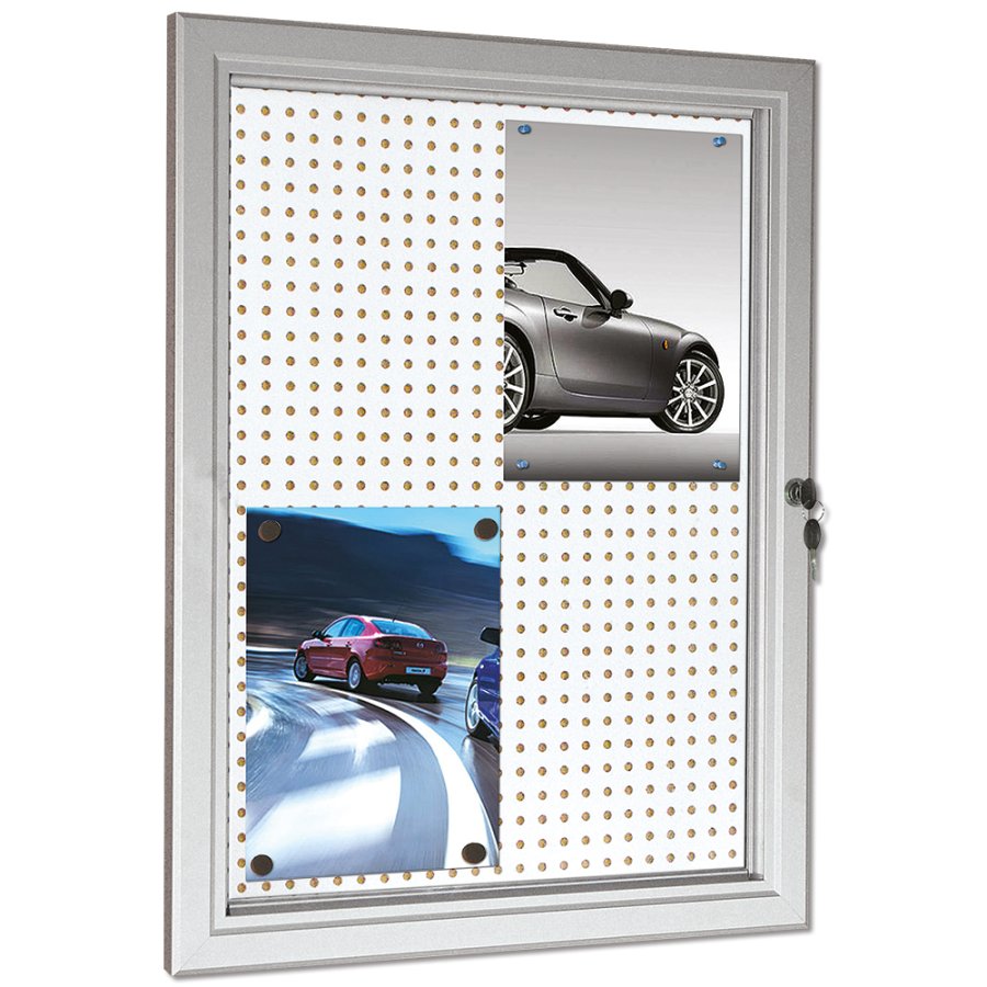 Infobox Combi with lock, 45 mm, 4 x A4, alu/silver