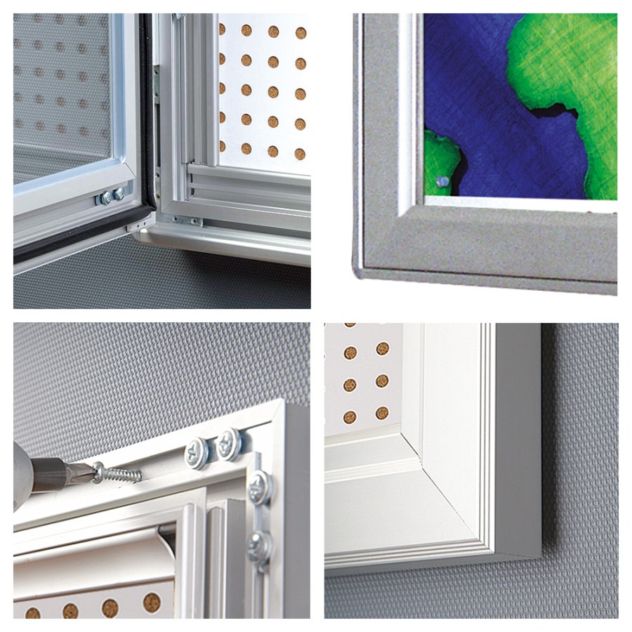 Infobox Combi with lock, 45 mm, 6 x A4, alu/silver