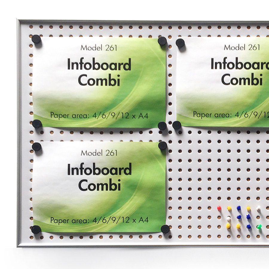 Infoboard Combi, 9 mm, 6 x A4, alu/silver