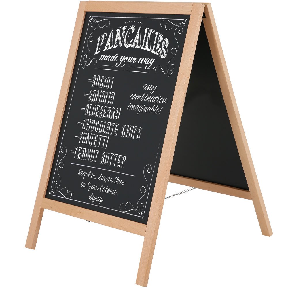 Wooden A-Board Light Pavement Sign with Magnetic Steel Writing Board ...