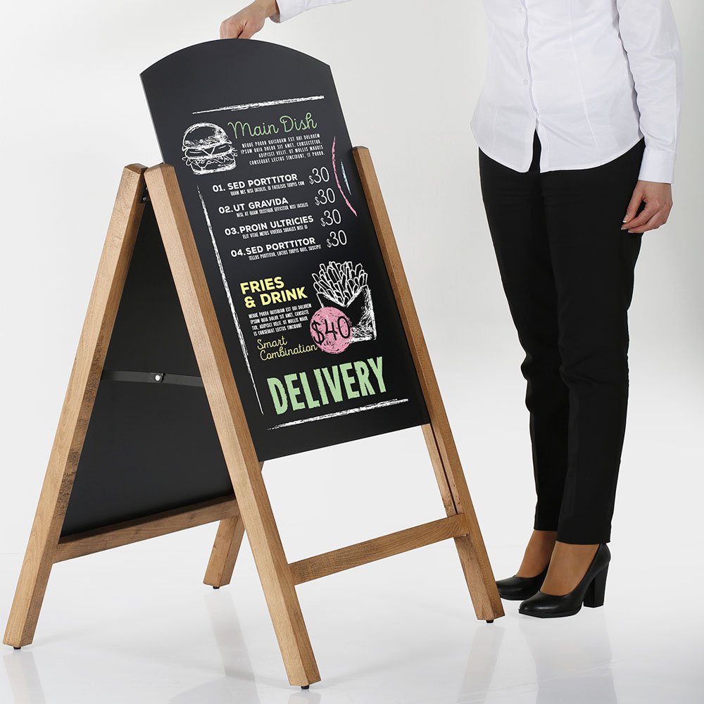 Wooden A-Board Bow Pavement Sign with Magnetic Steel Writing Board, 59 ...