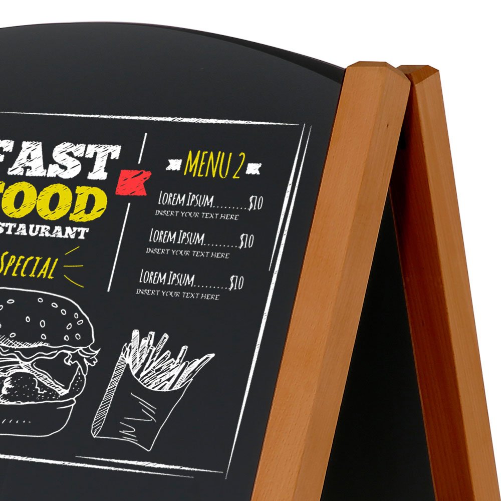 Wooden A-Board Bow Pavement Sign with Magnetic Steel Writing Board, 59 ...
