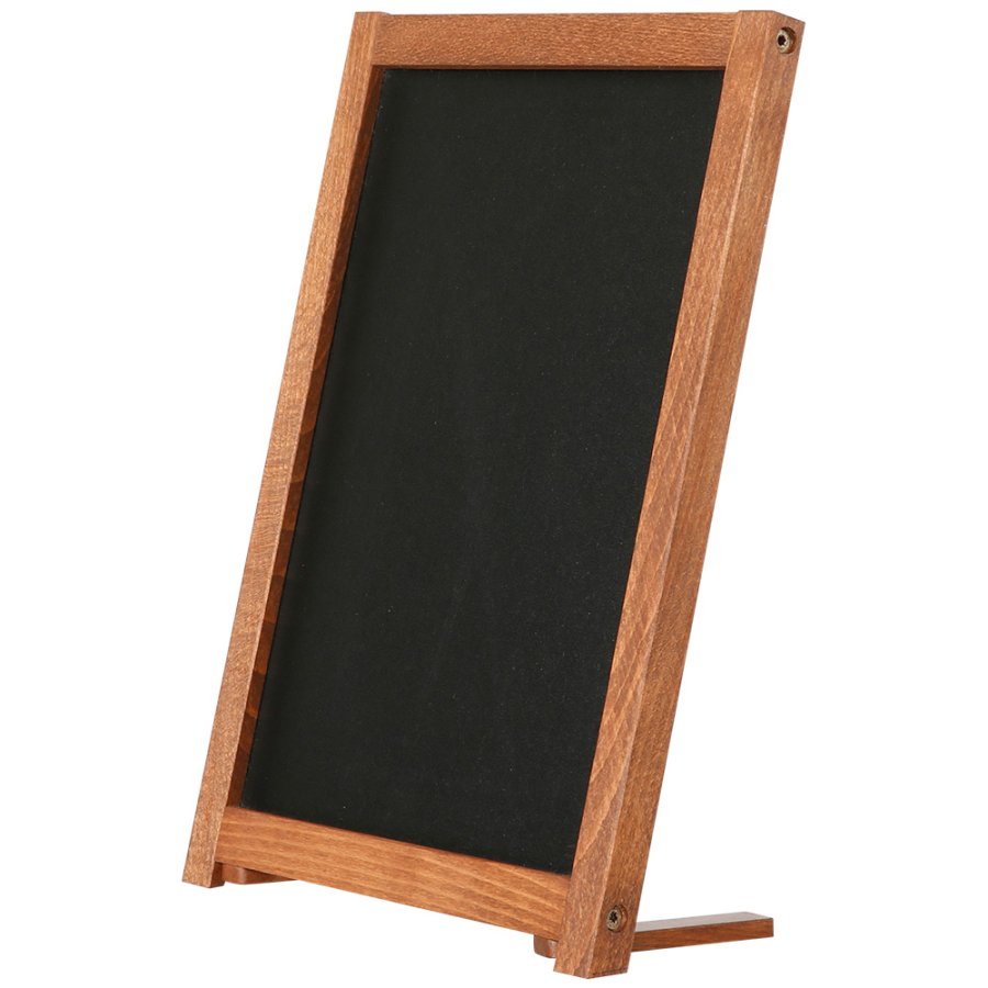Wooden Chalkboard with feet, dark wood and black board 12,7 x 17,8 cm