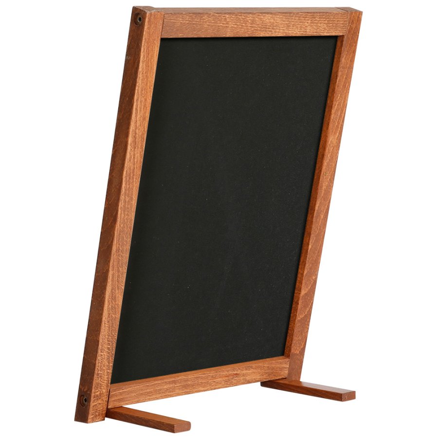 Wooden Chalkboard with feet, dark wood and black board 12,7 x 17,8 cm