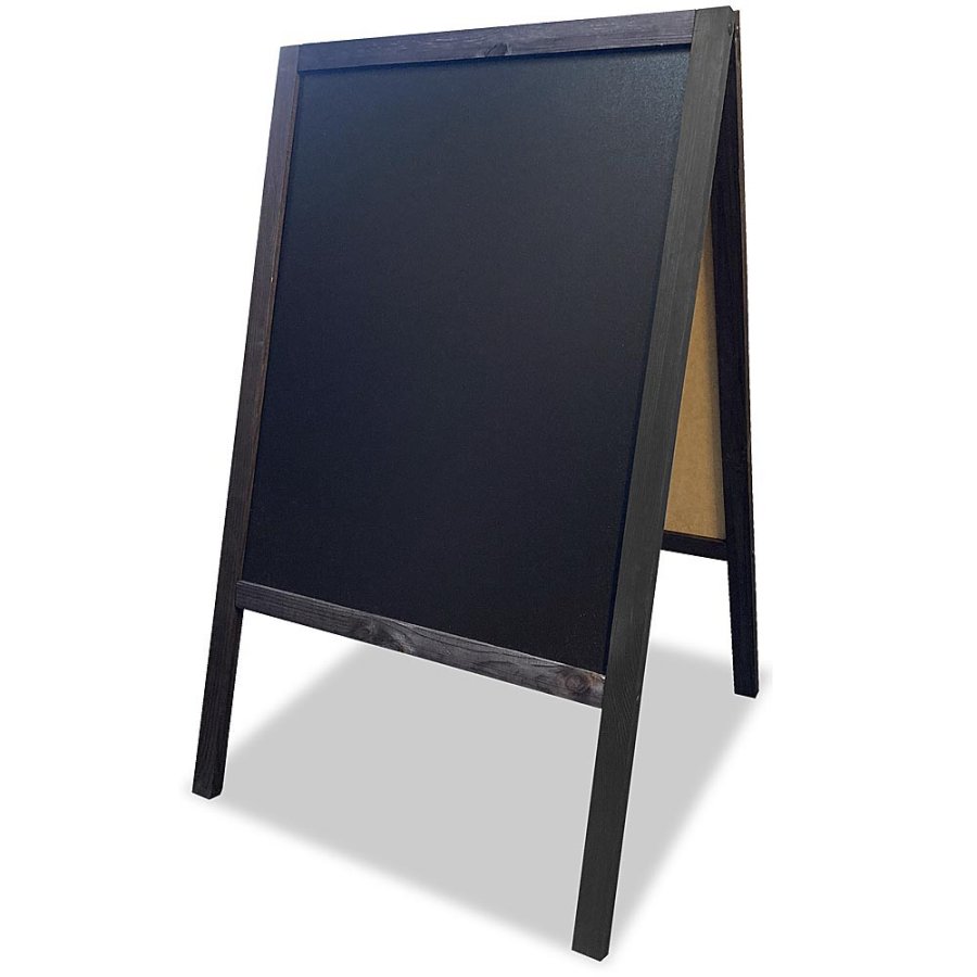 Wooden A-Board,  black stained wooden frame and black chalkboard plate, 60 x 100cm incl. 8 chalk board markers