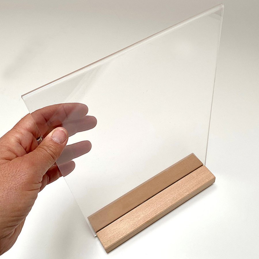 WOOD Block Menu holder acrylic A5 vertical/angled