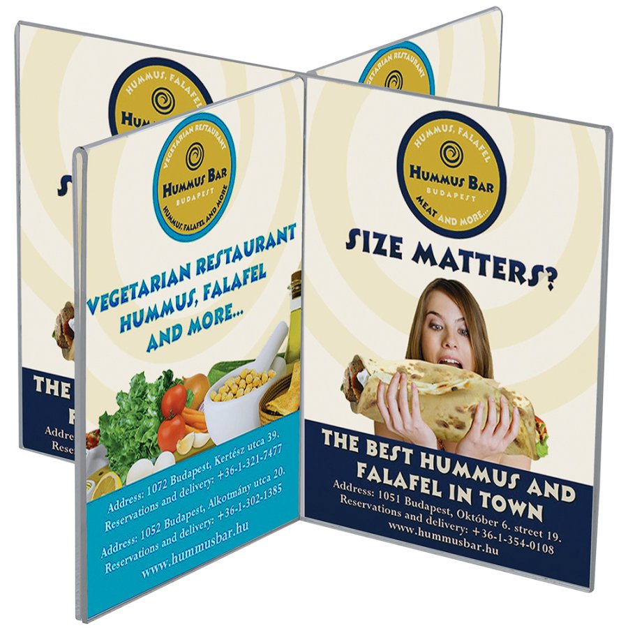 Cross Menuholder x 4, acrylic, 8 x A5