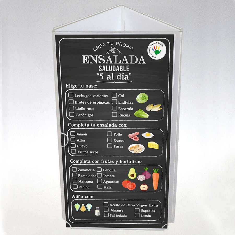 Triangle Menuholder, acrylic, 3 x M65