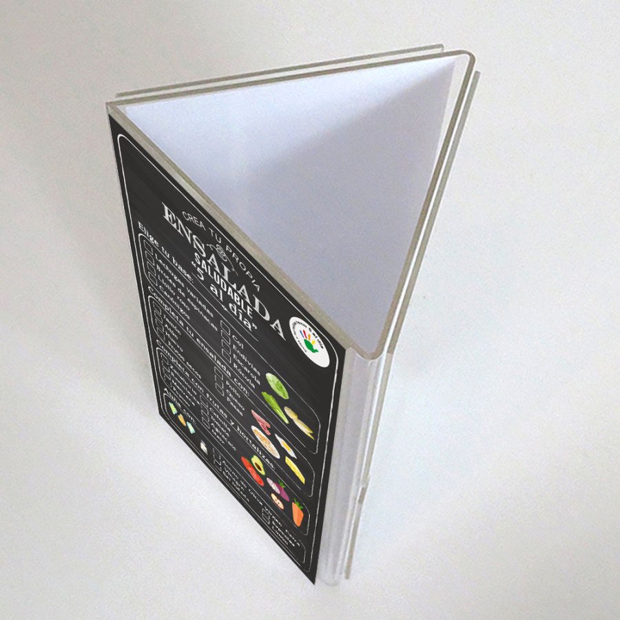 Triangle Menuholder, acrylic, 3 x M65