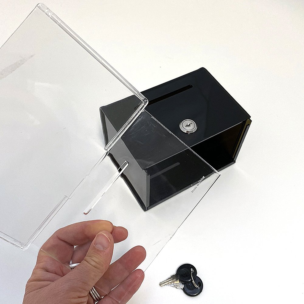Tip Box Black with A6 Info and lock | Danish Sign Export