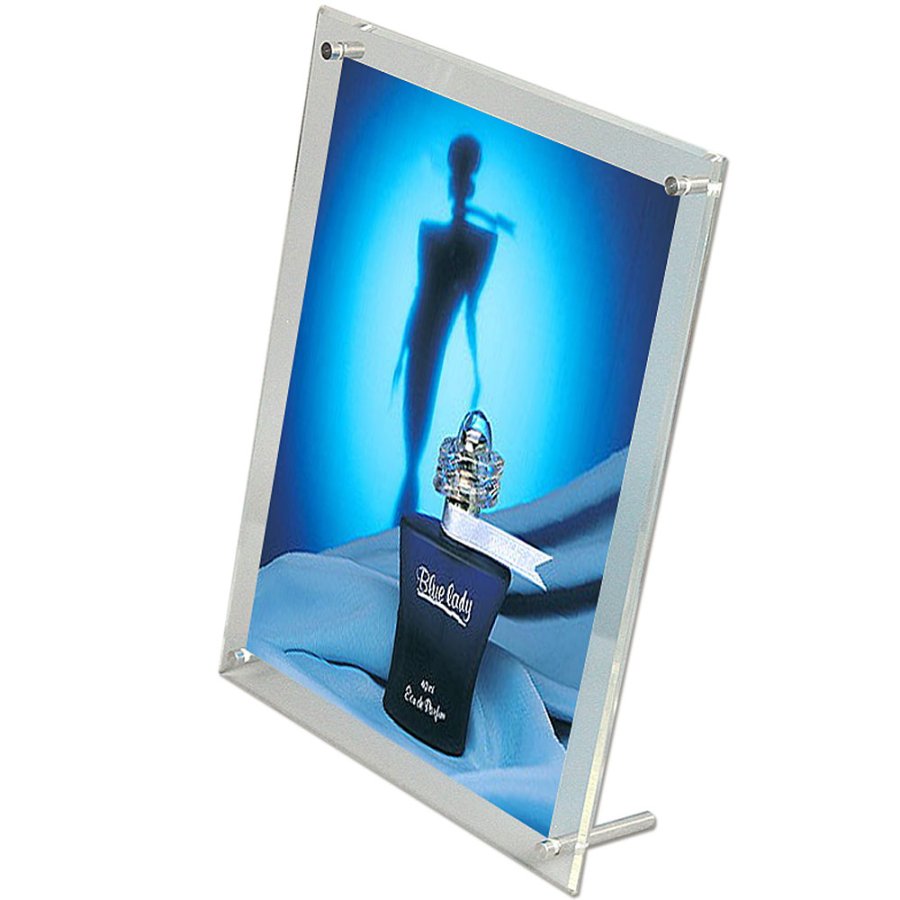 Menuholder with Legs, acrylic / alu, A5