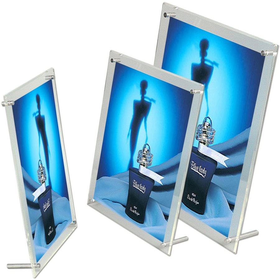 Menuholder with Legs, acrylic / alu, A4