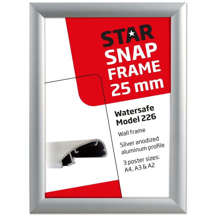 Alu snap frame watersafe, 25 mm, A3, silver