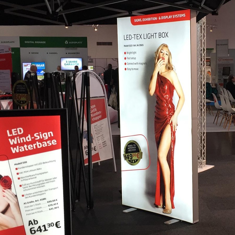 LED-Tex Light Box Stand, double sided, 100 x 250 cm