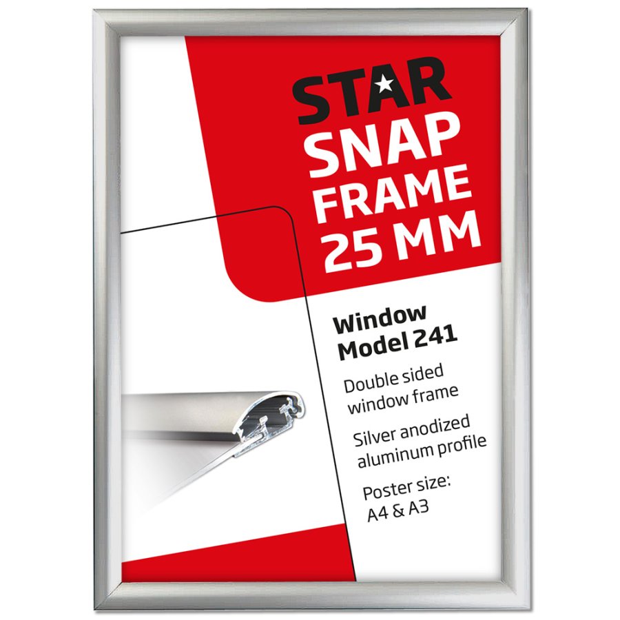 Window Frame, double sided, 25 mm, A3, alu/silver