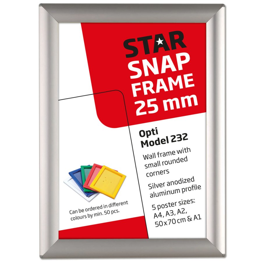 Opti snap frame, 25 mm, A3, silver