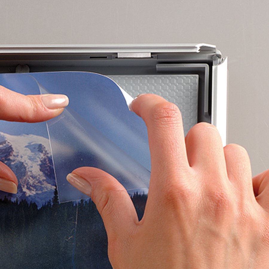 Photo snap frame, 14 mm, A6, silver, with support fitting