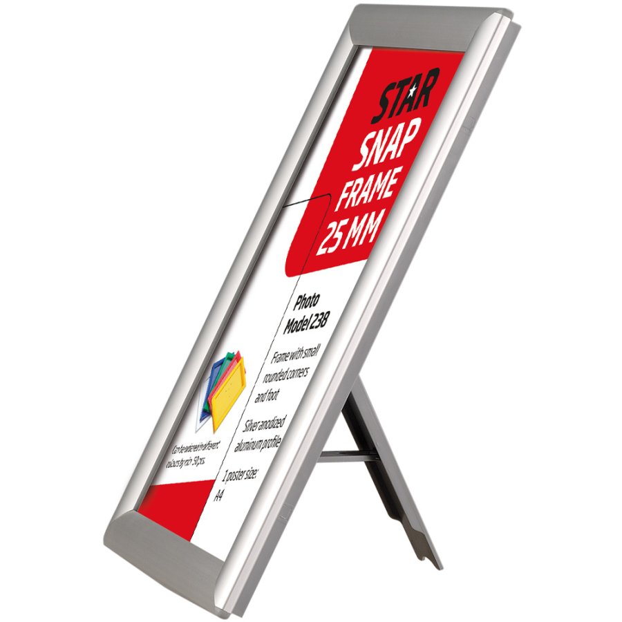 Photo snap frame, 25 mm, A4, alu/silver