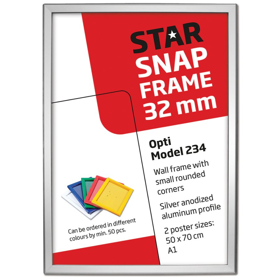 Opti snap frame, 32 mm, A1, silver