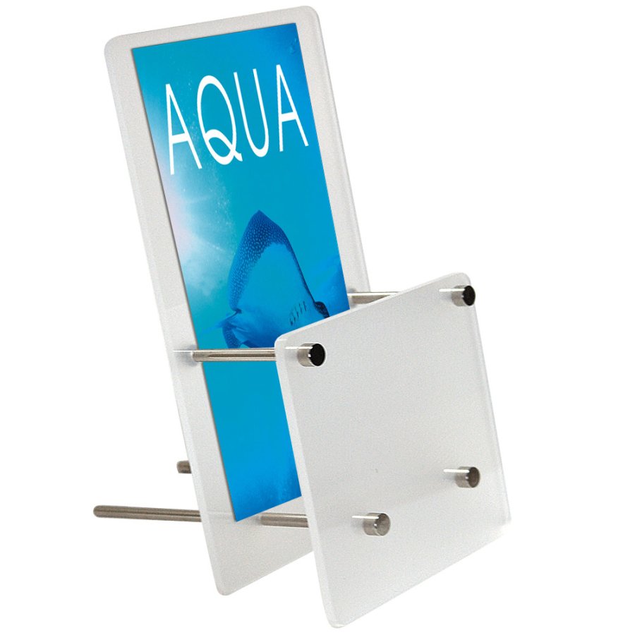 Frosted Brochureholder, acrylic/steel, A5