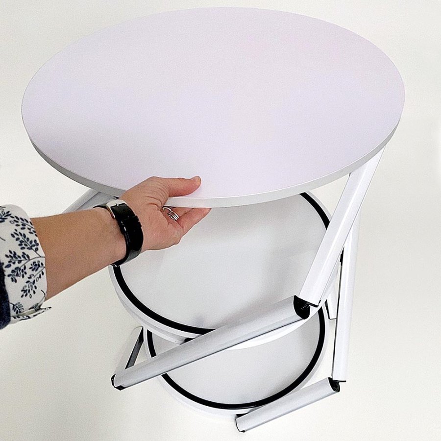 Circle Counter, white, with 8 PET panels and suitcase