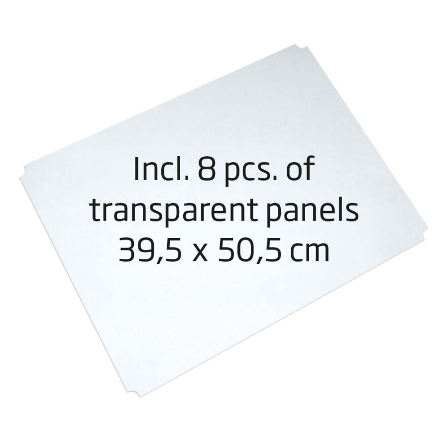 Circle Counter, white, with 8 PET panels and suitcase