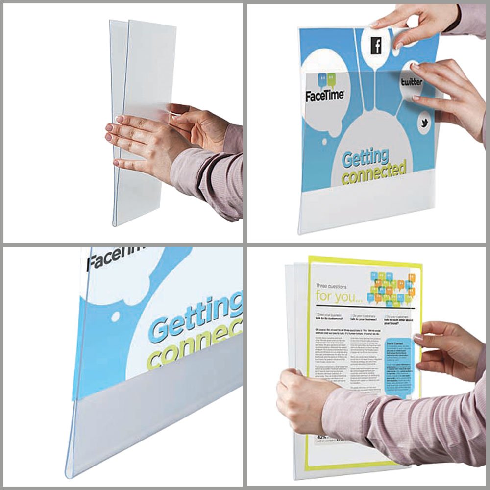 Acrylic Pocket for glass surfaces, Window U-pocket, Double-Sided, A4 ...