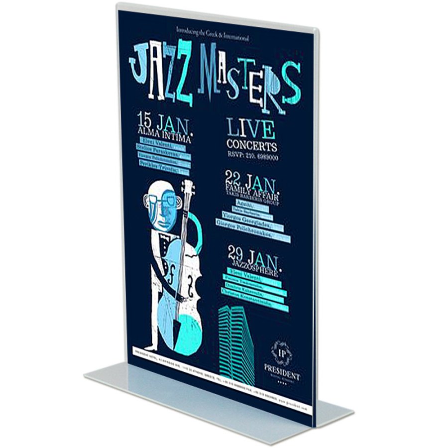 T-Menuholder, vertical A6 acrylic display