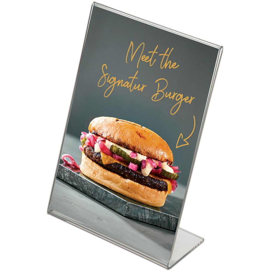 L-Menuholder, vertical A4 acrylic display