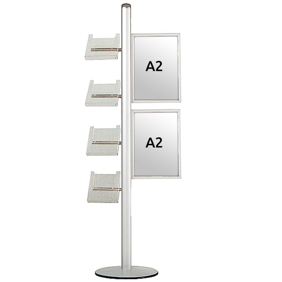 Free Standing Sign Holder, MultiStand, one-sided, 4 A4 shelves, 2 slide-in frames, A2 - 42 x 59,4 cm