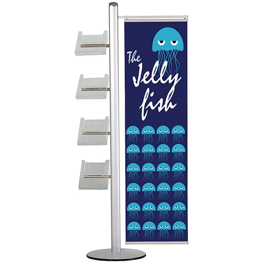 Banner Stand, MultiStand, one-sided, 4 A4 shelves, banner, 40 cm