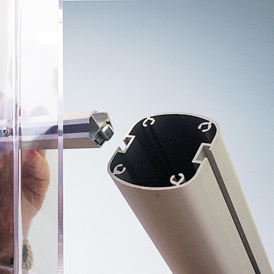 Banner Stand, MultiStand, one-sided, 4 A4 shelves, banner, 40 cm