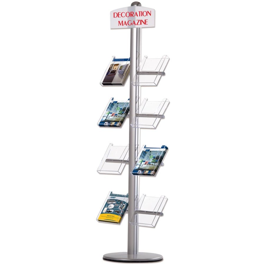 MULTISTAND 20 Single sided, 8 pcs. A4 Shelves + logoplate